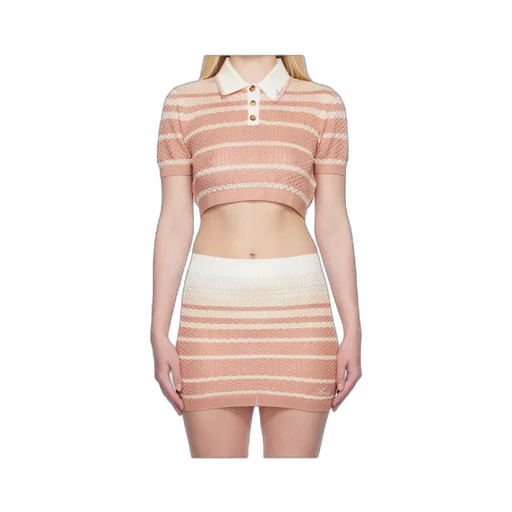 Striped Cropped Polo Shirt