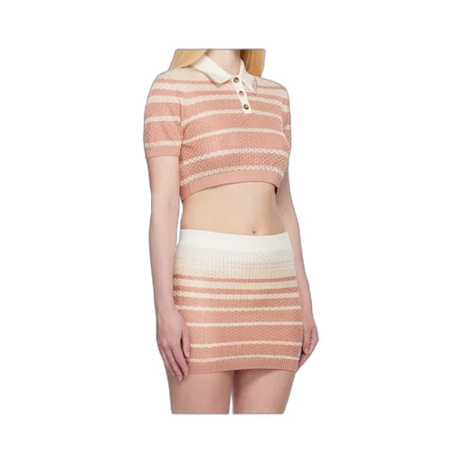 Striped Cropped Polo Shirt