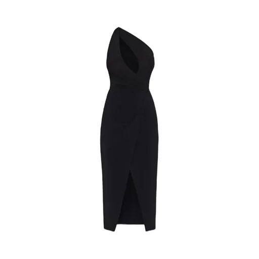 One-Shoulder Wrap Midi Dress