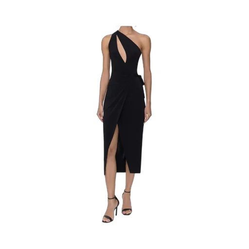 One-Shoulder Wrap Midi Dress
