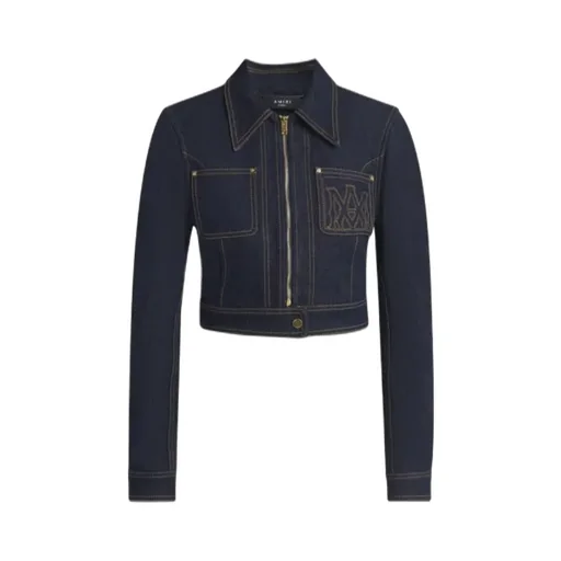 Zip-Up Cropped Denim Jacket