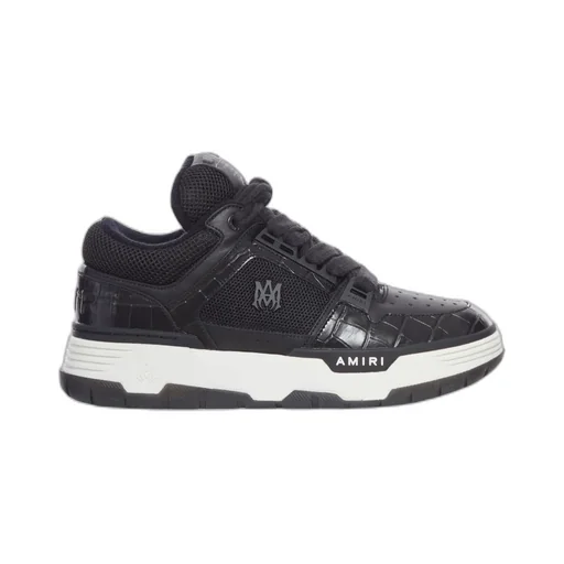 Crocodile-Effect Mesh Lace-Up Sneakers