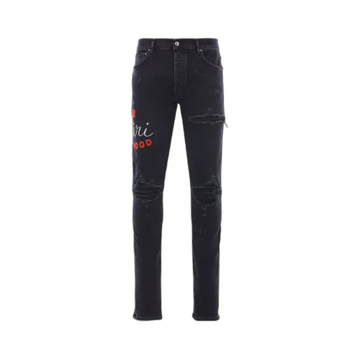 Embroidered Distressed Jeans