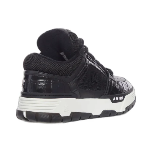 Crocodile-Effect Mesh Lace-Up Sneakers