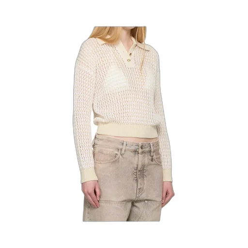Open Back Crochet Polo Shirt
