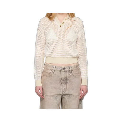 Open Back Crochet Polo Shirt