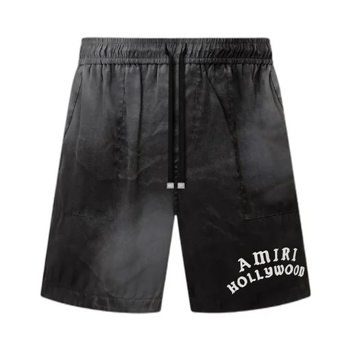 Hollywood Logo Embroidered Silk Shorts