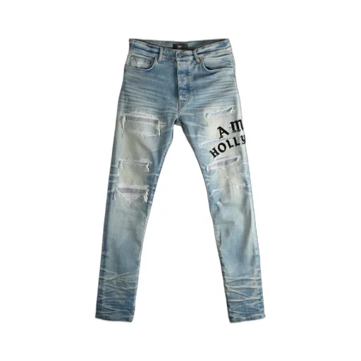 Distressed Embroidered Jeans