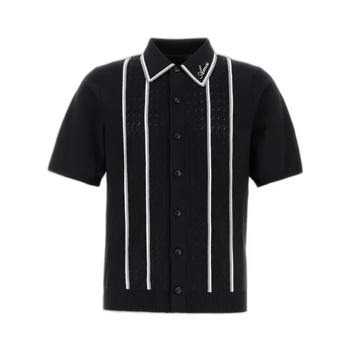 Stripe-Panel Knitted Shirt