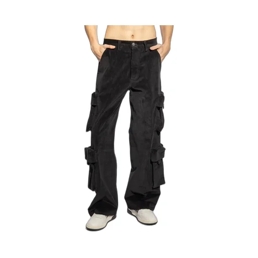 Mid-Rise Wide-Leg Corduroy Cargo Trousers