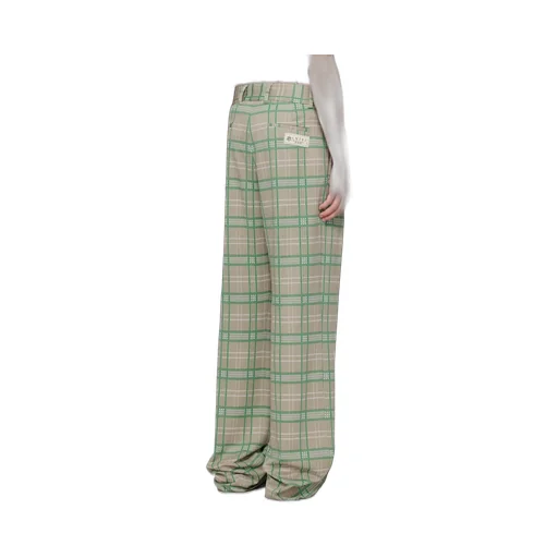 Double Pleat Checked Casual Pants