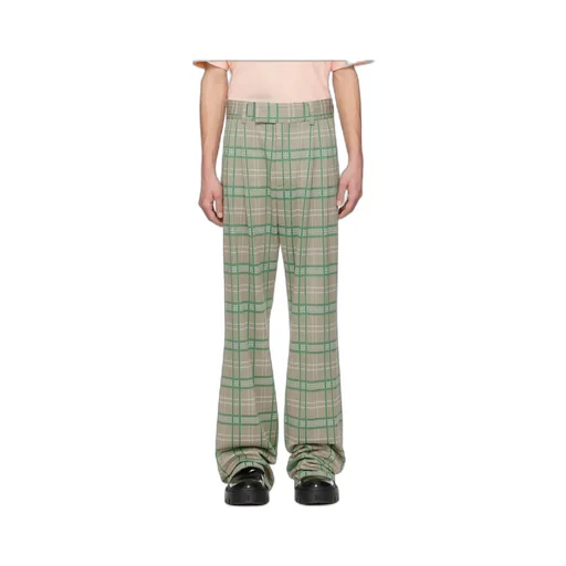 Double Pleat Checked Casual Pants