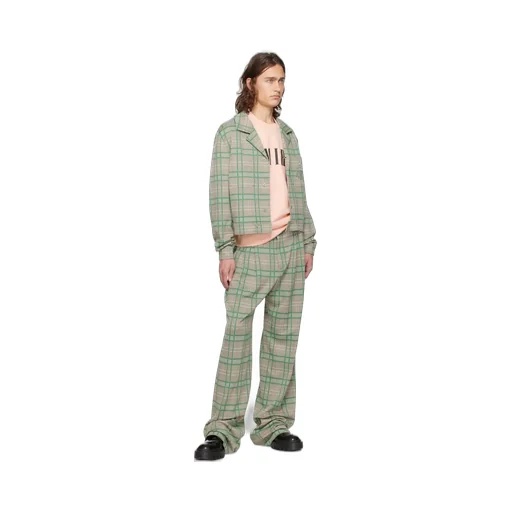 Double Pleat Checked Casual Pants
