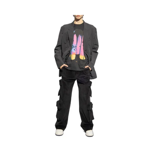 Mid-Rise Wide-Leg Corduroy Cargo Trousers