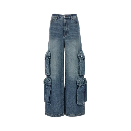 Multi-Pocket Zipper Denim Trousers