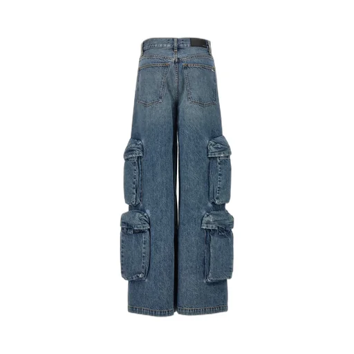 Multi-Pocket Zipper Denim Trousers