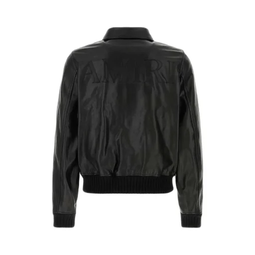 Leather Zip-Front Bomber Jacket