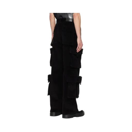 Mid-Rise Wide-Leg Corduroy Cargo Trousers