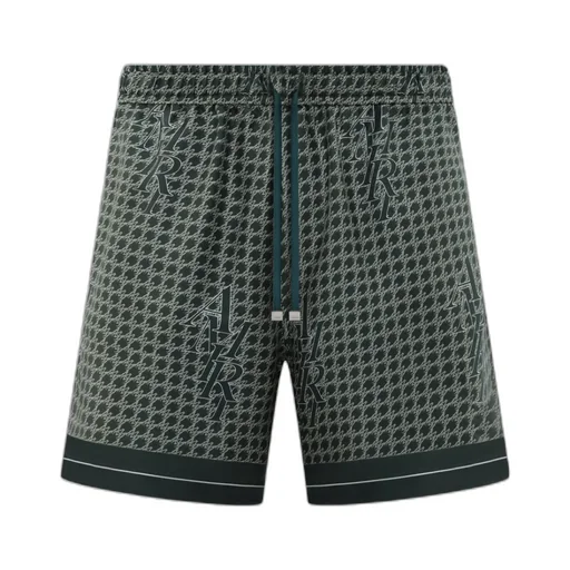 Staggered Houndstooth Silk Shorts