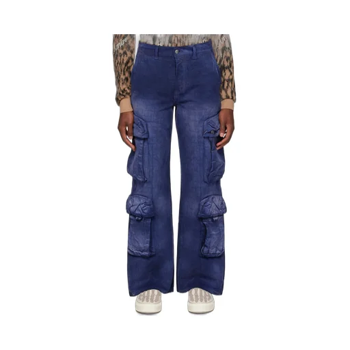 Logo-Jacquard Cotton Cargo Jeans