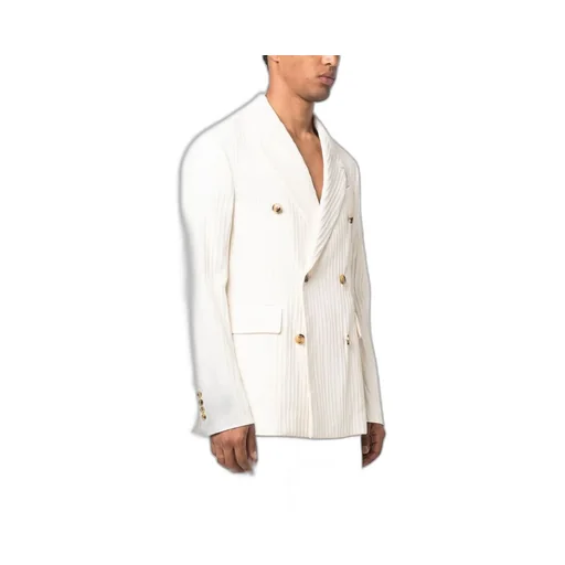 Striped Double-Breasted Tailored Blazer