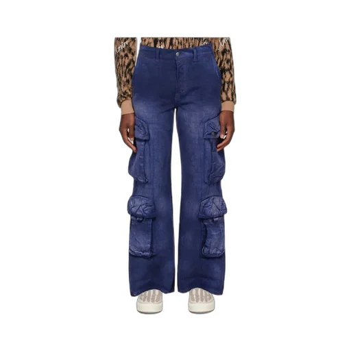 Logo-Jacquard Cotton Cargo Jeans