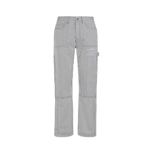 Logo Patch Straight-Leg Striped Trousers