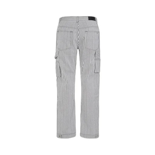 Logo Patch Straight-Leg Striped Trousers