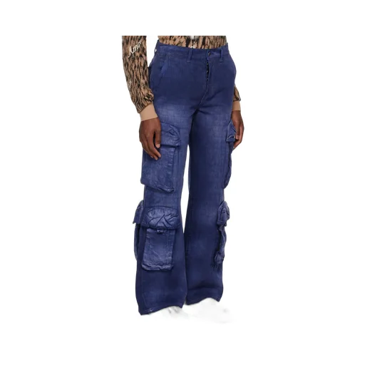 Logo-Jacquard Cotton Cargo Jeans