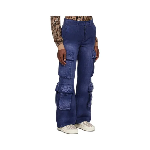Logo-Jacquard Cotton Cargo Jeans