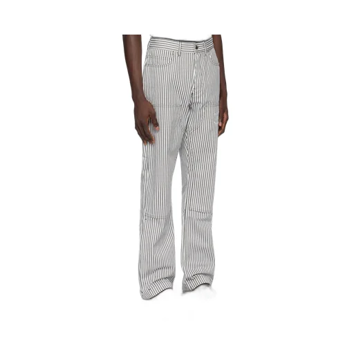 Logo Patch Straight-Leg Striped Trousers