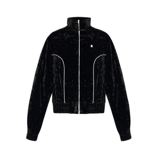 Crushed-Velvet Zip-Up Track Jacket