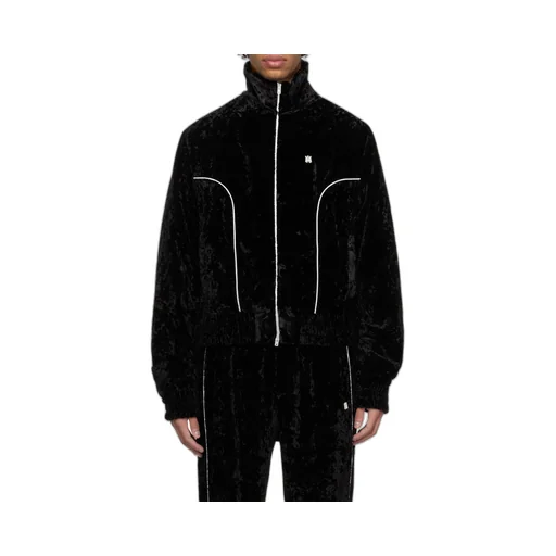Crushed-Velvet Zip-Up Track Jacket