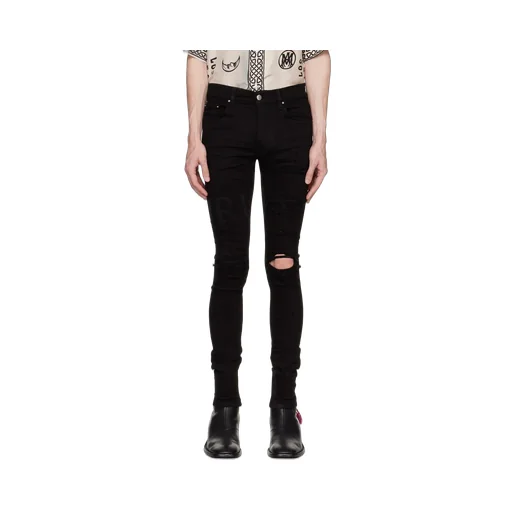 Ripped-Knee Logo-Print Skinny Jeans