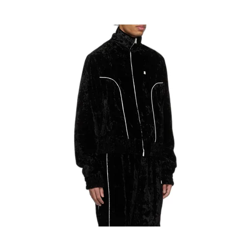 Crushed-Velvet Zip-Up Track Jacket