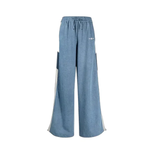 Chambray Wide Leg Track Pants