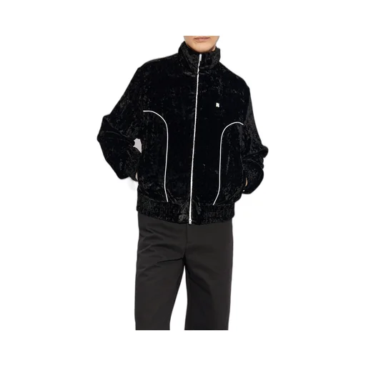 Crushed-Velvet Zip-Up Track Jacket