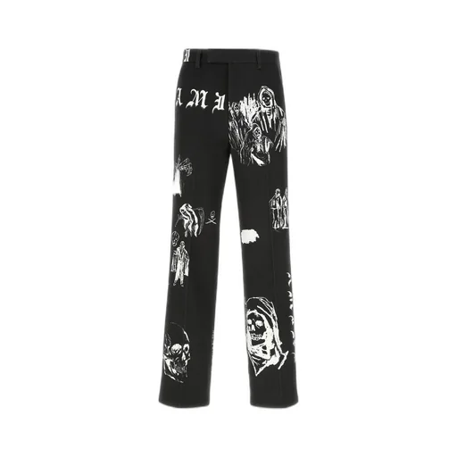 Graphic-Print Straight-Leg Trousers