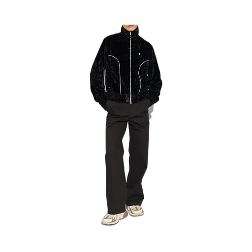 Crushed-Velvet Zip-Up Track Jacket