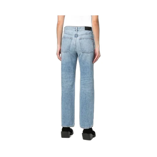 Logo Patch Washed Straight-Leg Jeans