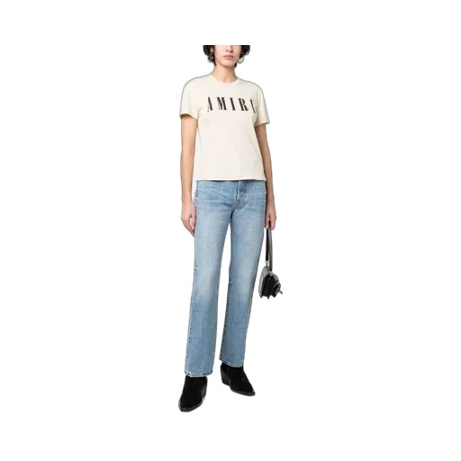 Logo Patch Washed Straight-Leg Jeans