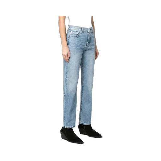 Logo Patch Washed Straight-Leg Jeans