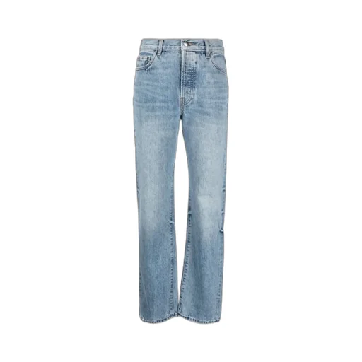 Logo Patch Washed Straight-Leg Jeans