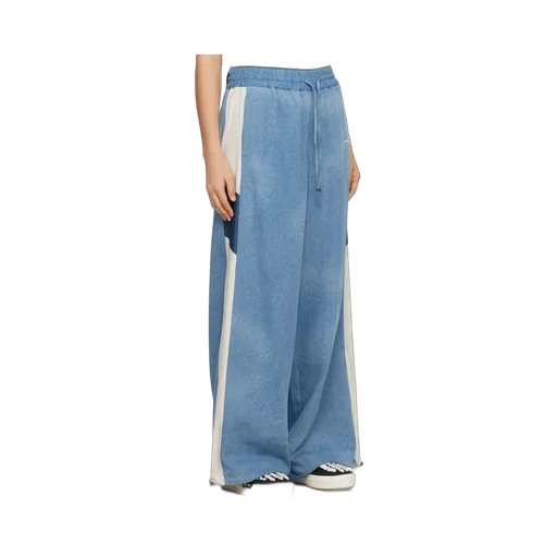 Chambray Wide Leg Track Pants