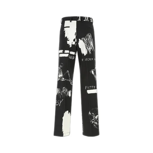 Graphic-Print Straight-Leg Trousers
