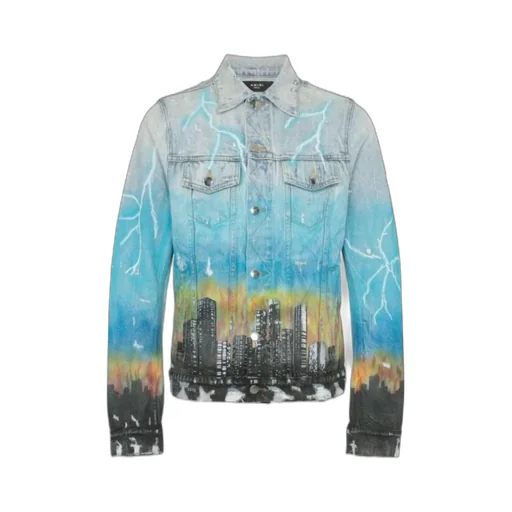 City Pattern Denim Jacket