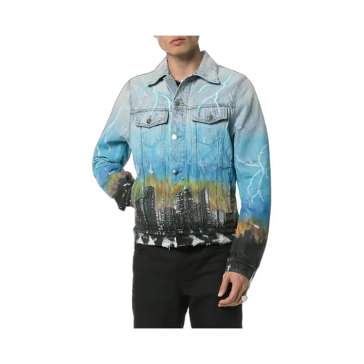 City Pattern Denim Jacket