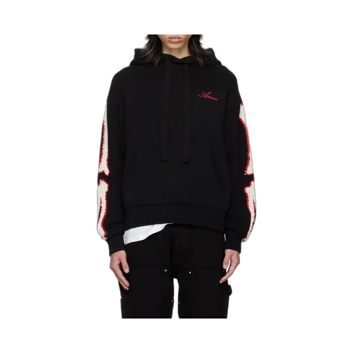 Logo Embroidered Drawstring Knitted Hoodie
