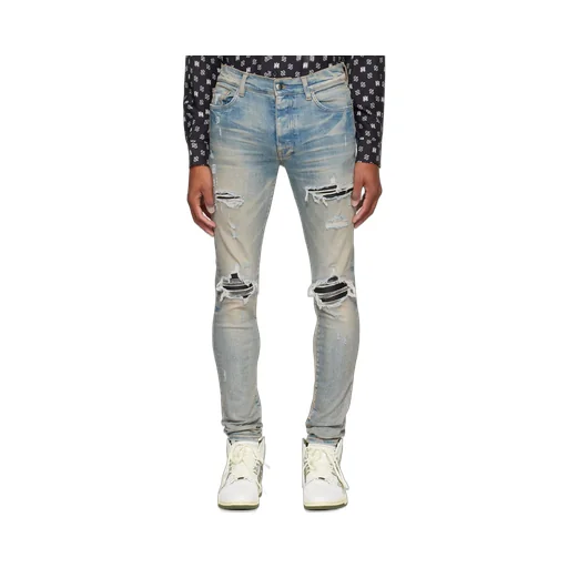 Distressed-Finish Ripped Skinny Jeans