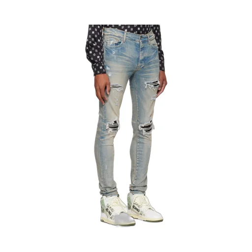 Distressed-Finish Ripped Skinny Jeans